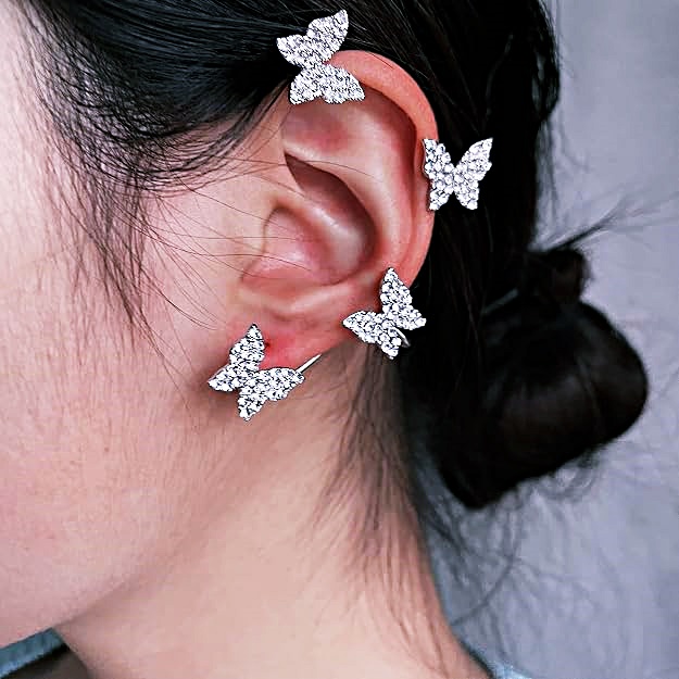 Rhinestone Butterfly Ear Wrap