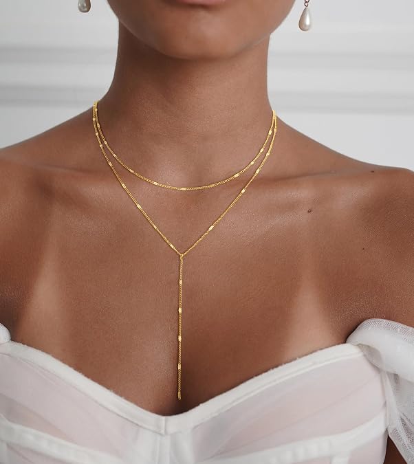 Dainty Long Y-shaped Pendant Necklace with Chain