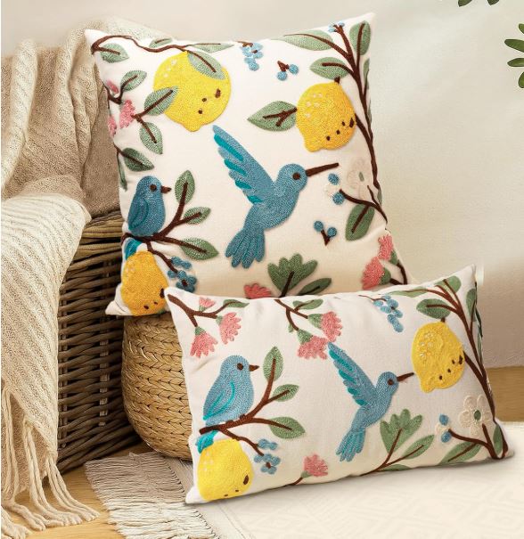 Kokaaee Embroidered Lumbar Pillow Cover