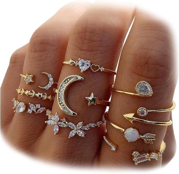 Moon Star Knuckle Midi Ring Set 