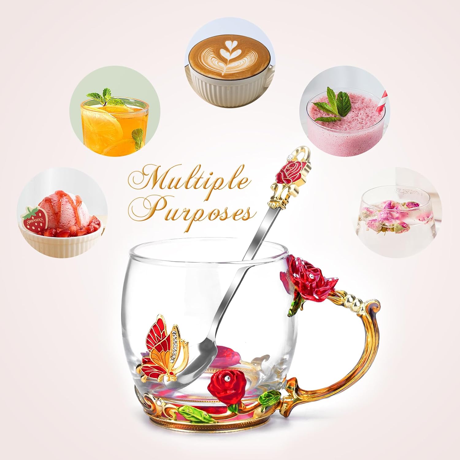 Tea Cup Glass Coffee Enamels Mug Gifts 
