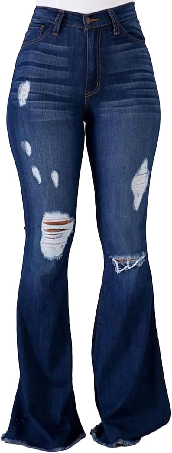 PEIHOT vintage distressed bell bottom flare jeans