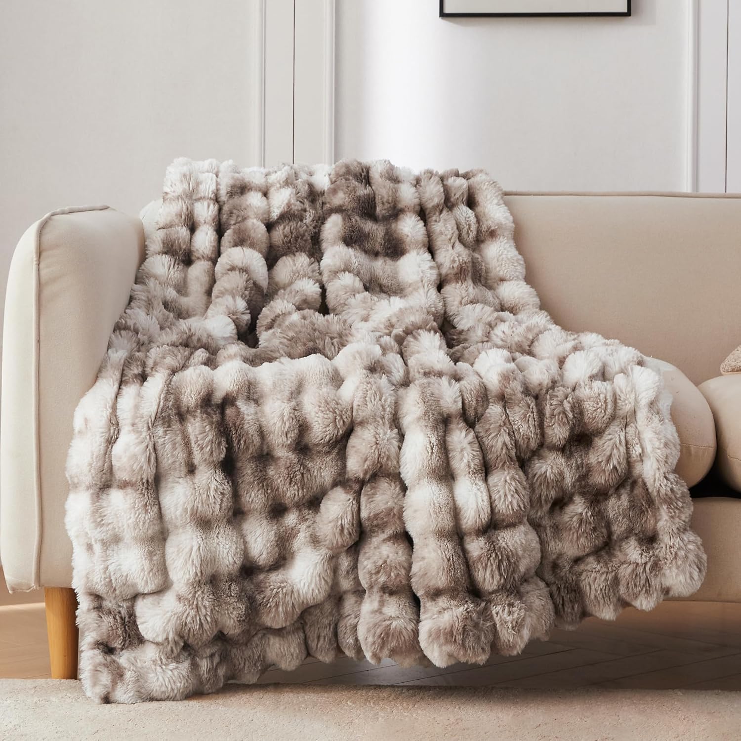 Faux Fur Throw Blanket for Couch